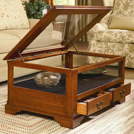 Quilter's Chest Cocktail Table with Glass Top